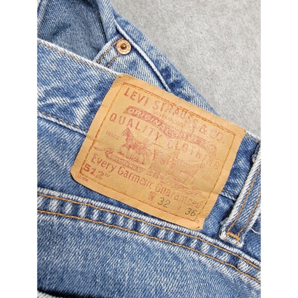 Vintage Levis 512 Jeans Mens 33x34 Slim Straight Blue High Distressed Y2K USA - Picture 13 of 15